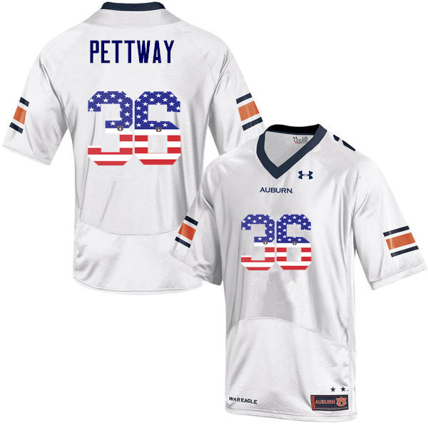 Auburn Tigers Men's Kamryn Pettway #36 White Under Armour Stitched College USA Flag Fashion NCAA Authentic Football Jersey AEL1874EN